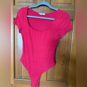 Lush Vibrant Red Ribbed Bodysuit